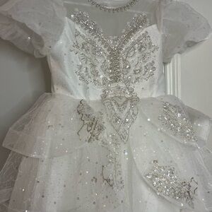 White Beaded Tulle Party Dress